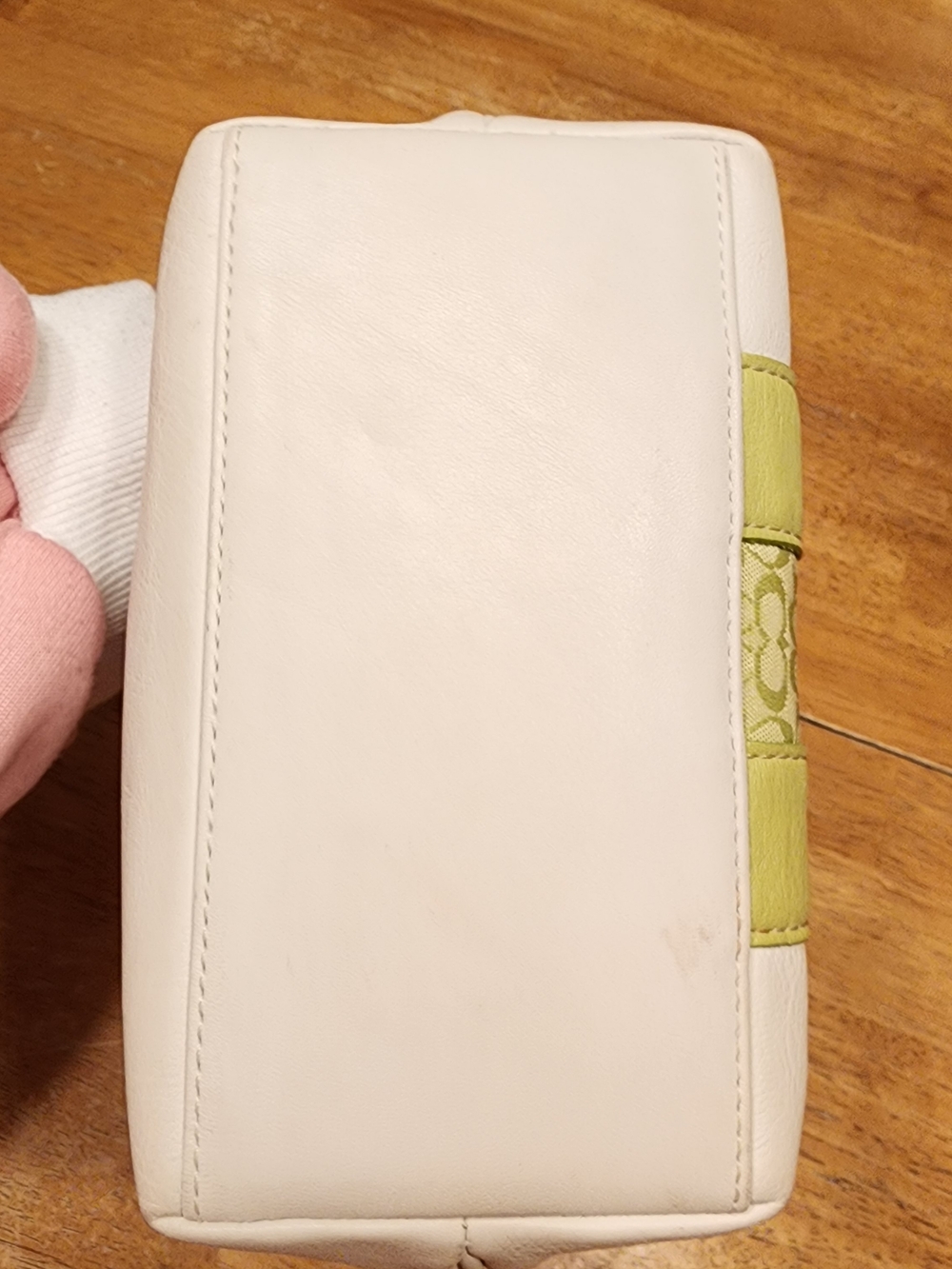 vintage Coach Y2K green and white leather signature stripe mini hobo bag. - Picture 4 of 13